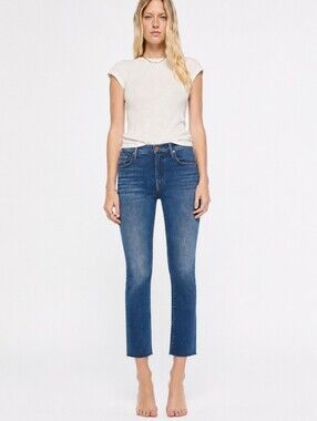 MOTHER Blue Cropped Ankle Jeans